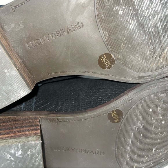 Lucky Brand Women's Size 7 Perforated Ankle Boots Black Suede Booties - Picture 11 of 11